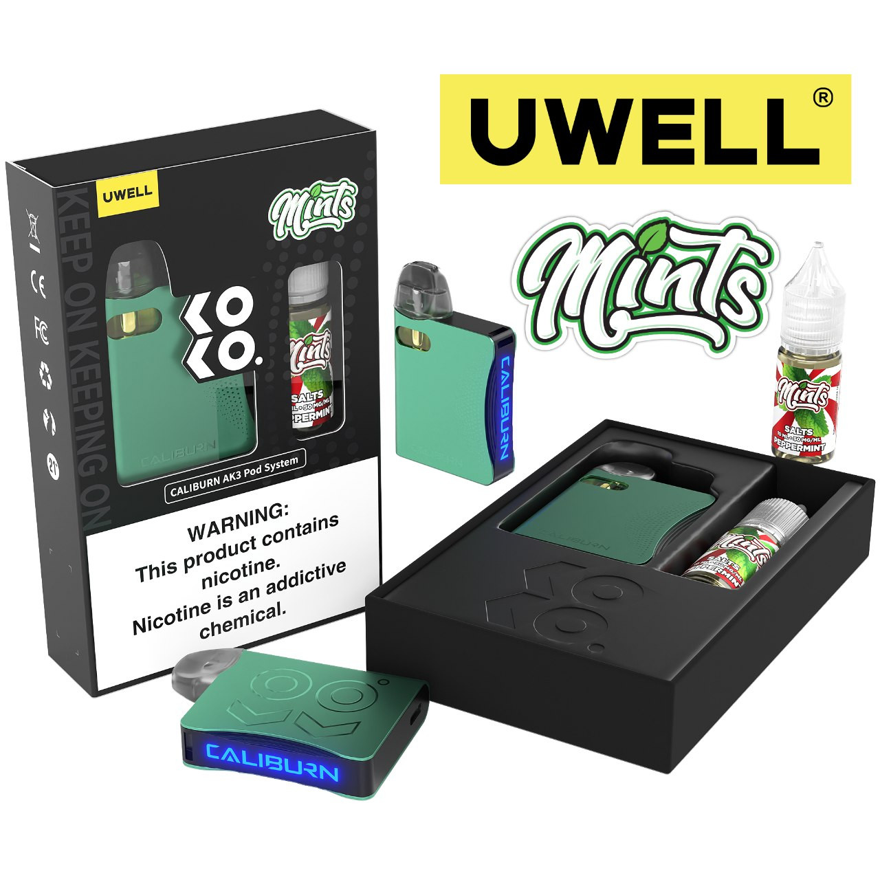Daddys_Vapor_Salt_10ml_E-Juice_x_Uwell_Caliburn_AK3_Pod_Kit_Bundle_Mints_Pepermint_10ml_50MG_-_Cyan_Device__68789